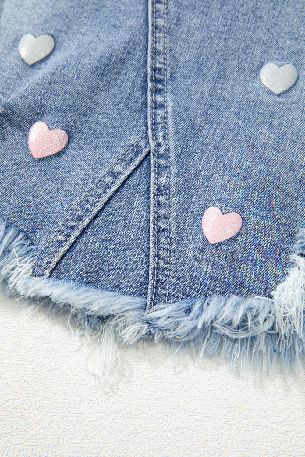 Beau Blue Shimmer Heart Denim Minirock