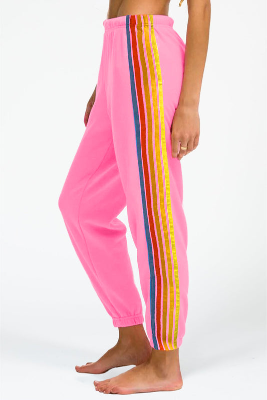 Jogginghose mit Regenbogen-Print und hoher Taille