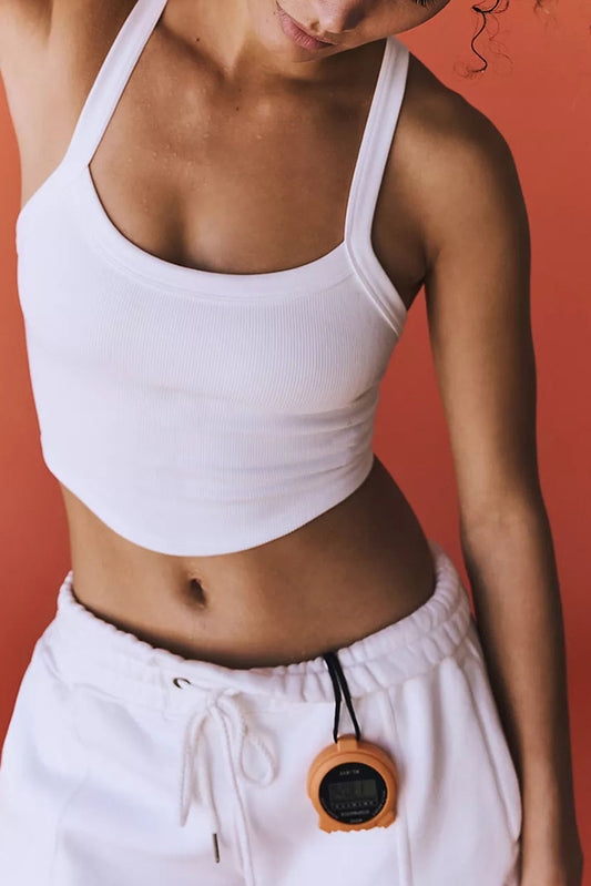 Athletisches, geripptes, kurzes Cami-Top