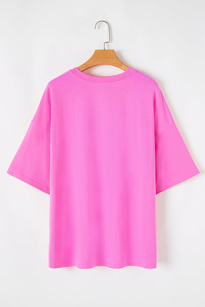 Rosa T-Shirt mit MAMA-Buchstabendruck und Grafik in Übergröße
