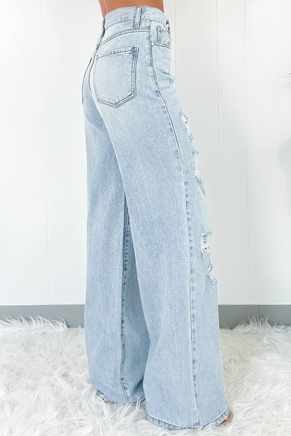 Blaue High Waist Wide Jeans